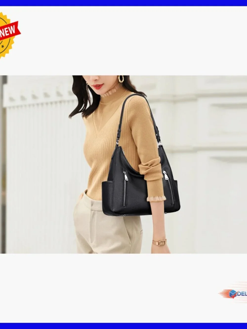 Genuine Leather Hobo Shoulder Bag Crossbody with Multiple Pockets